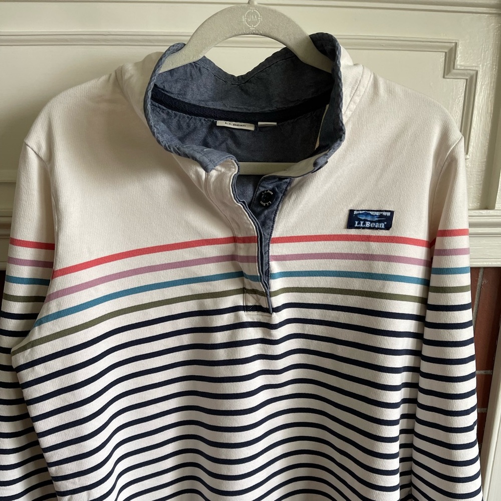 LL BEAN Womens XL 3 Button Pullover